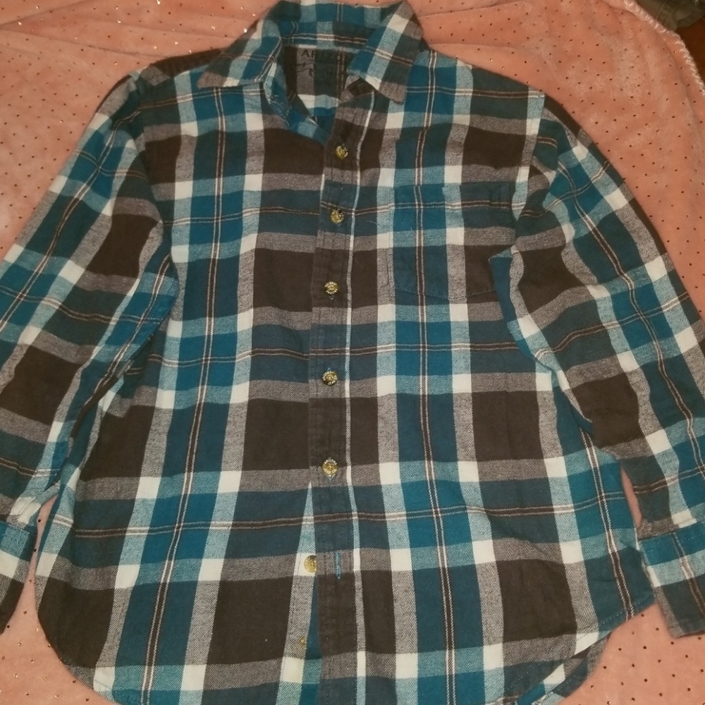 Arizona boys plaid button down shirt